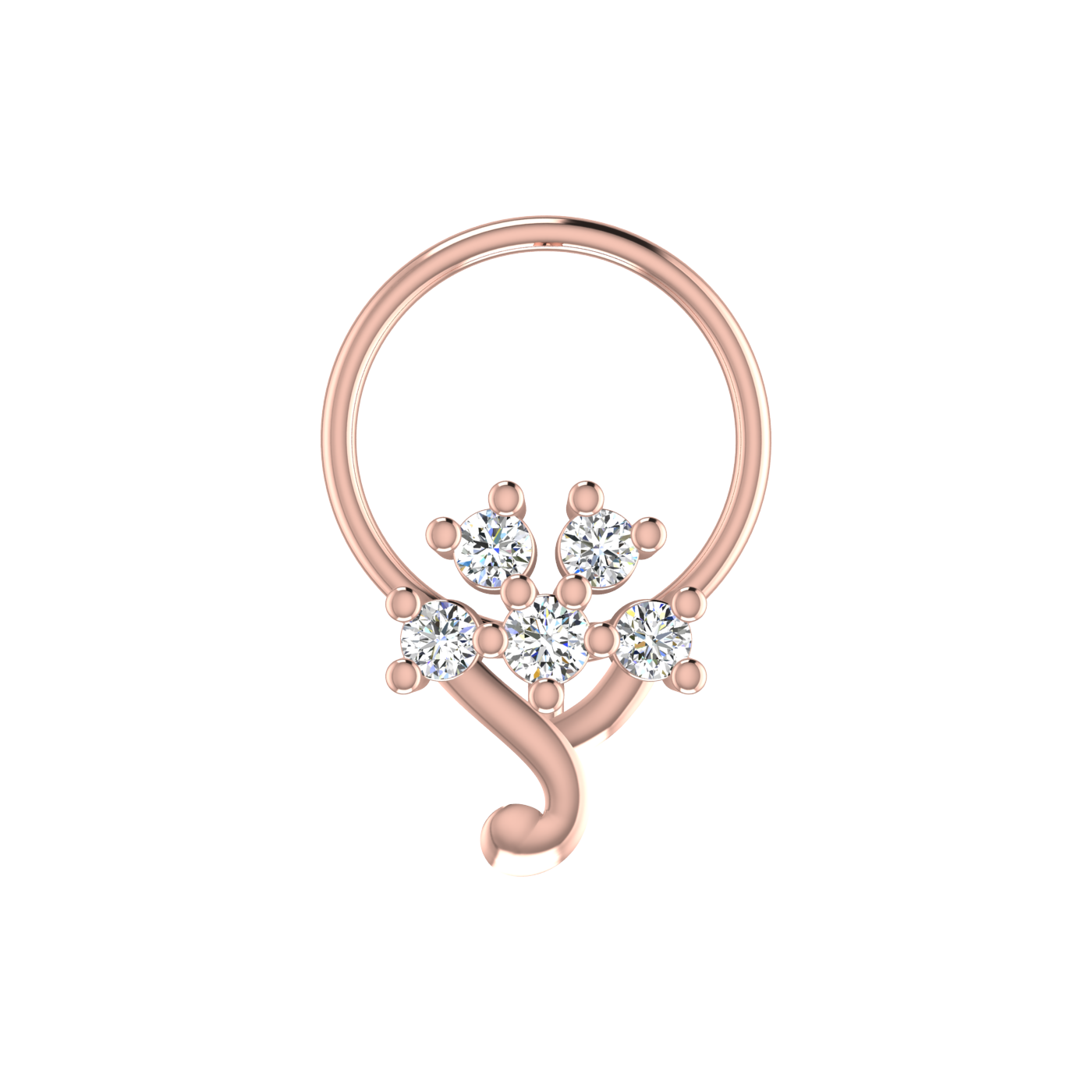 Serene Bloom Design 0.097ct Natural Diamond Nose Pin