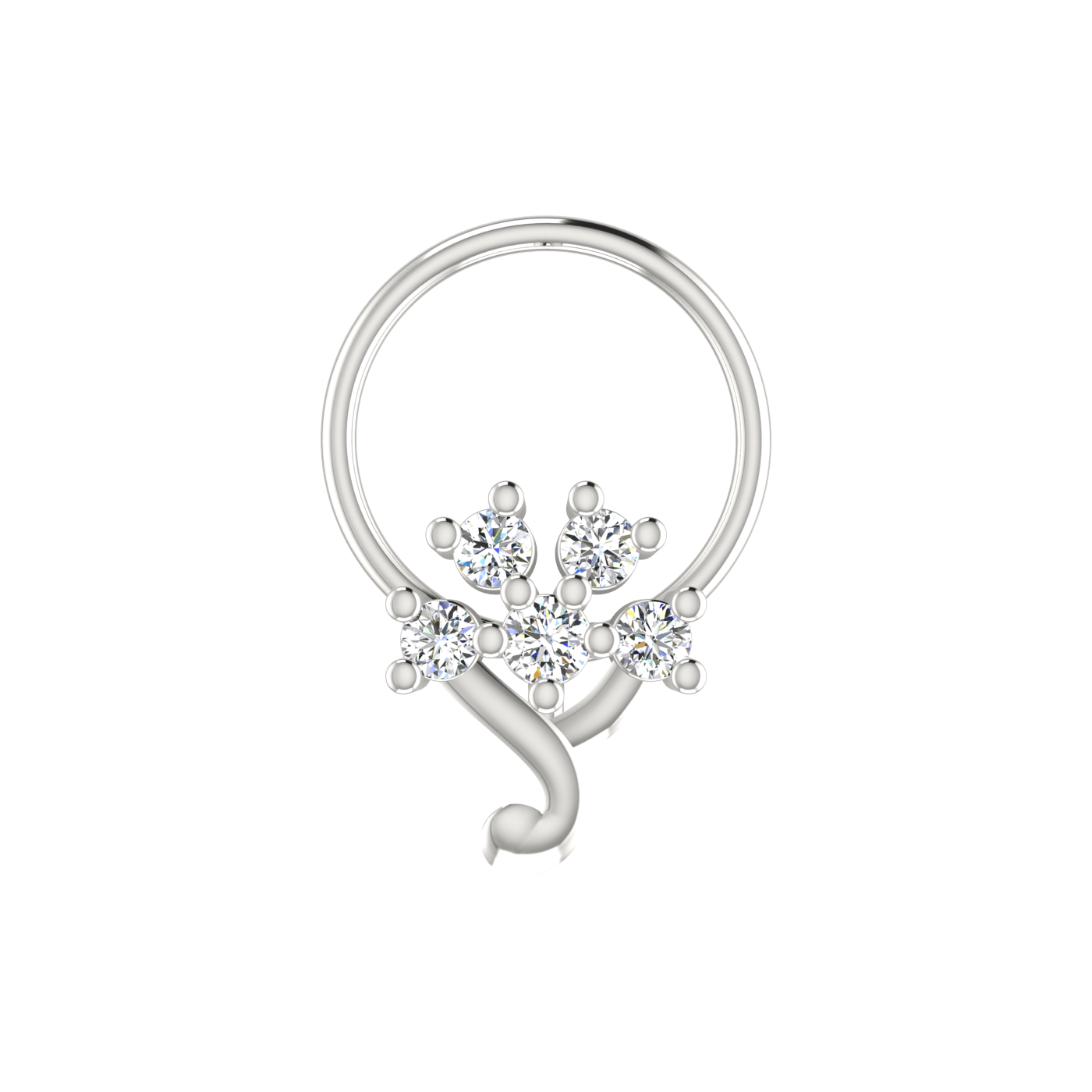 Serene Bloom Design 0.097ct Natural Diamond Nose Pin