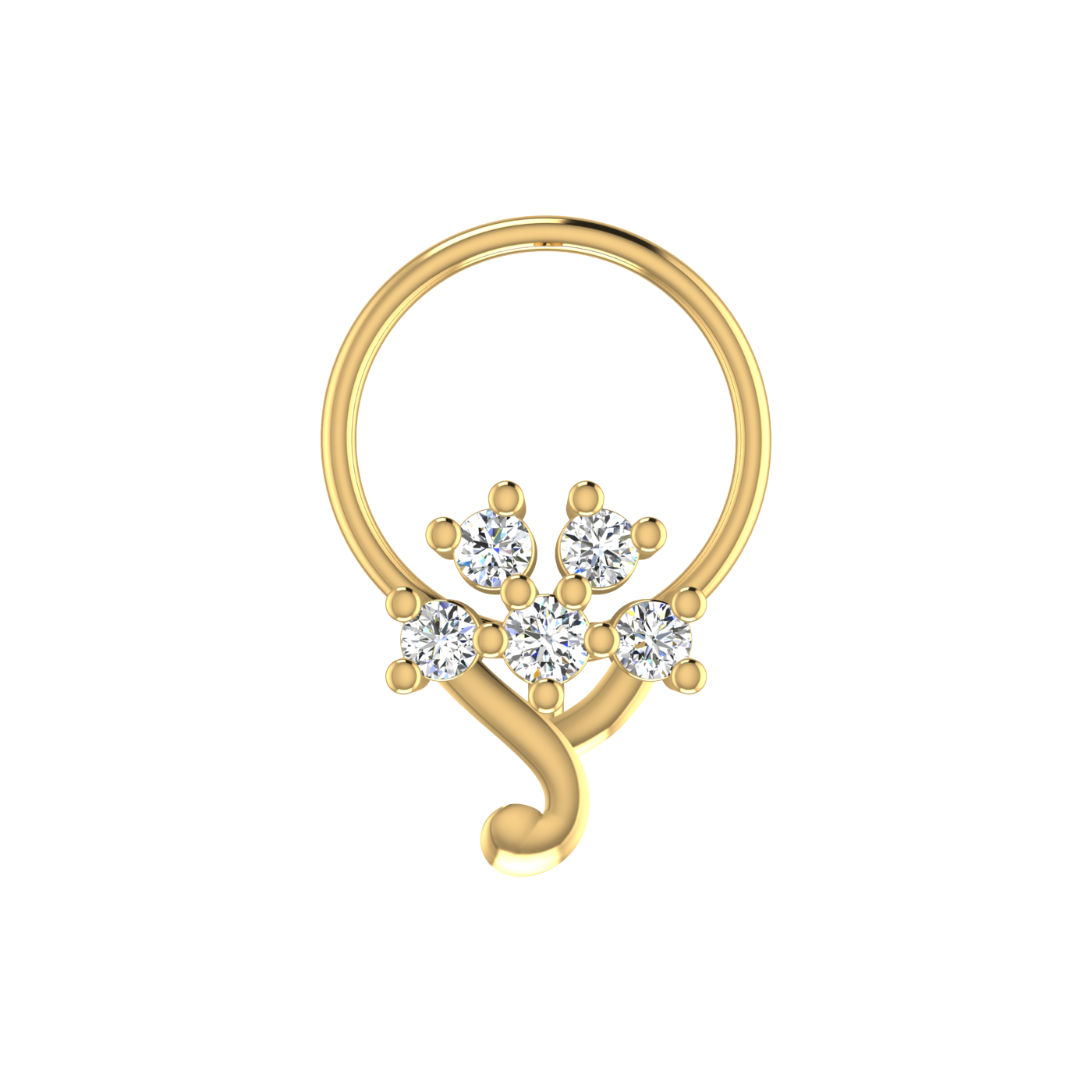 Serene Bloom Design 0.097ct Natural Diamond Nose Pin