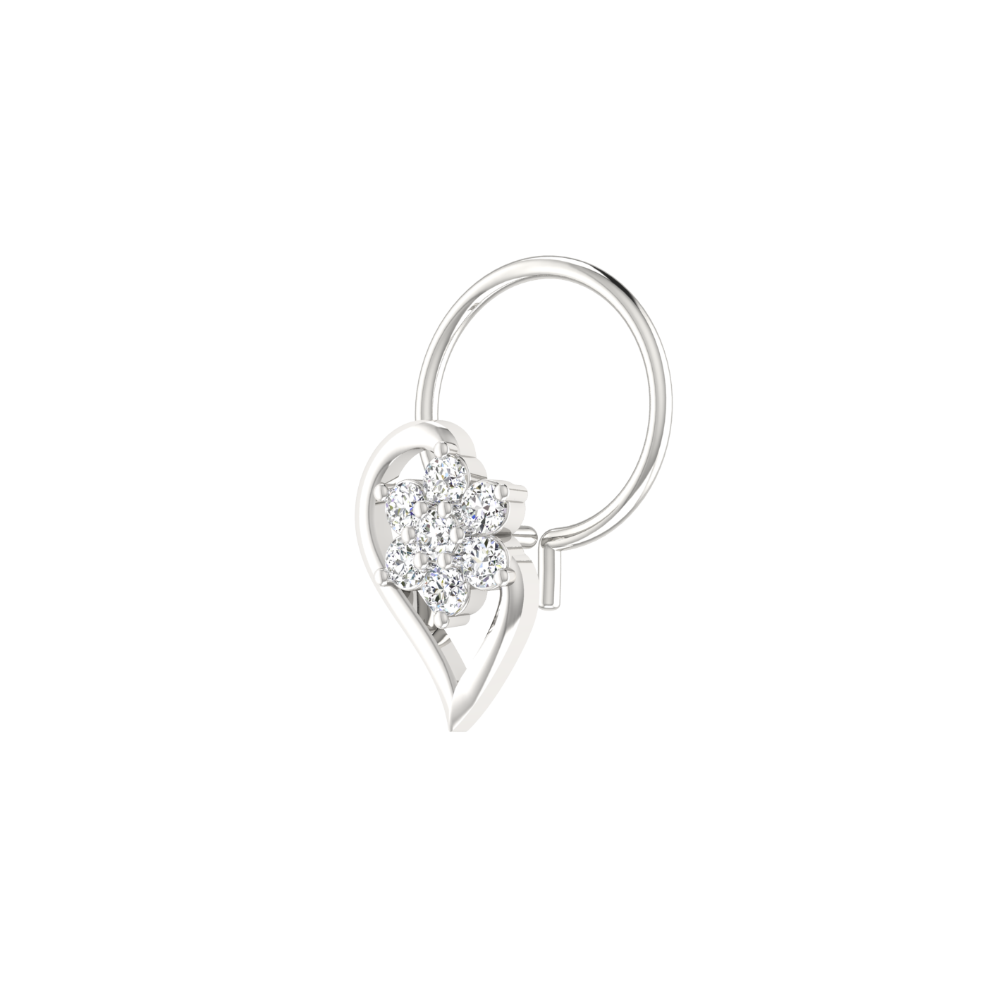 Floral Heart 0.09 Ct Lab Grown Diamond Nose Pin