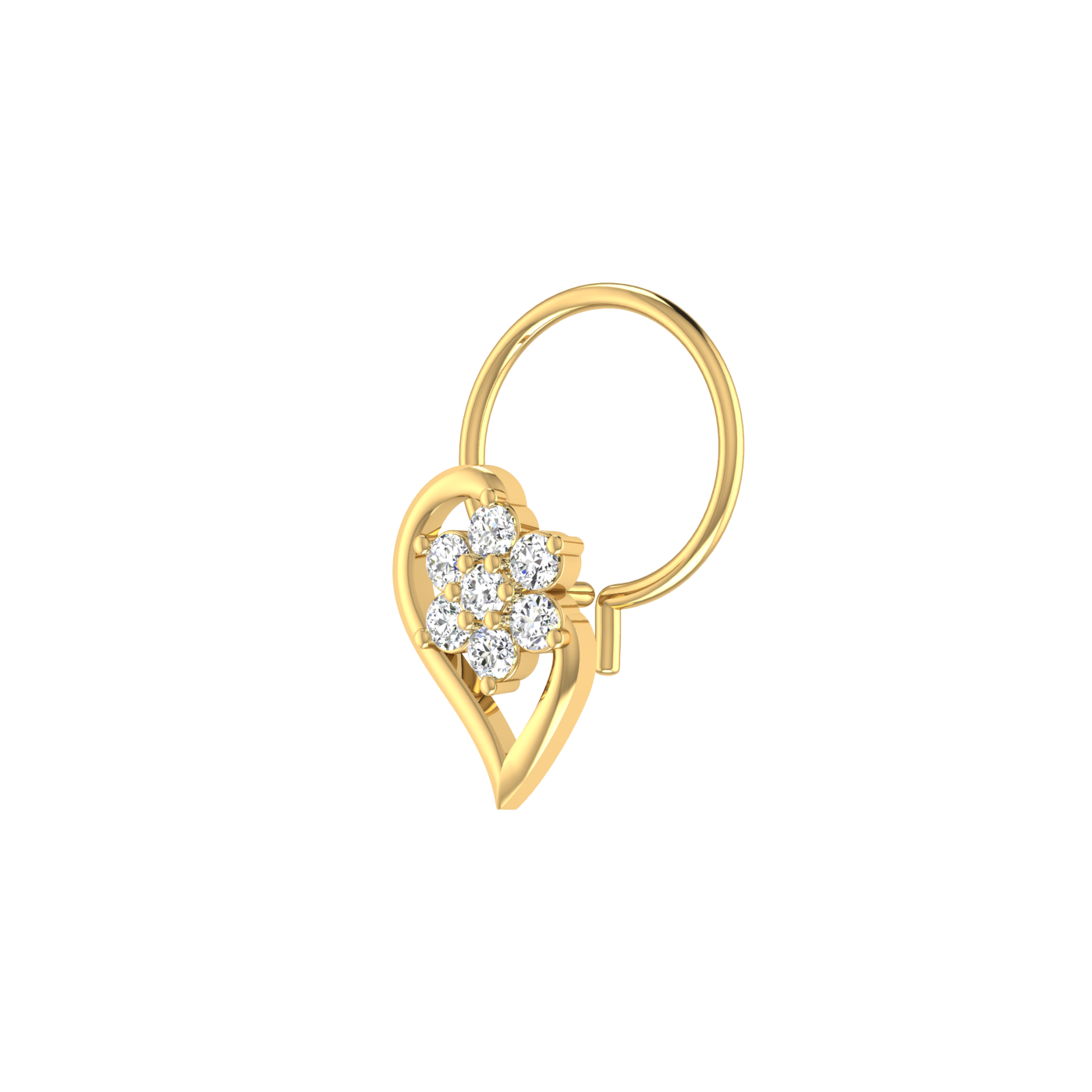 Floral Heart 0.09 Ct Lab Grown Diamond Nose Pin