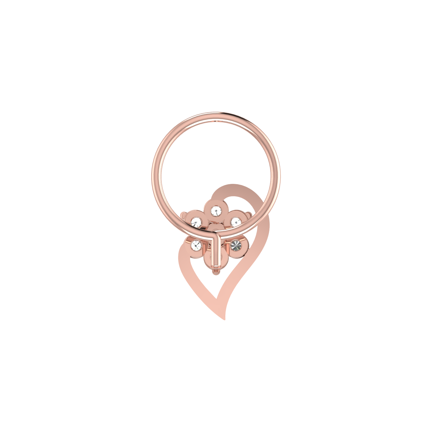 Floral Heart 0.09 Ct Lab Grown Diamond Nose Pin
