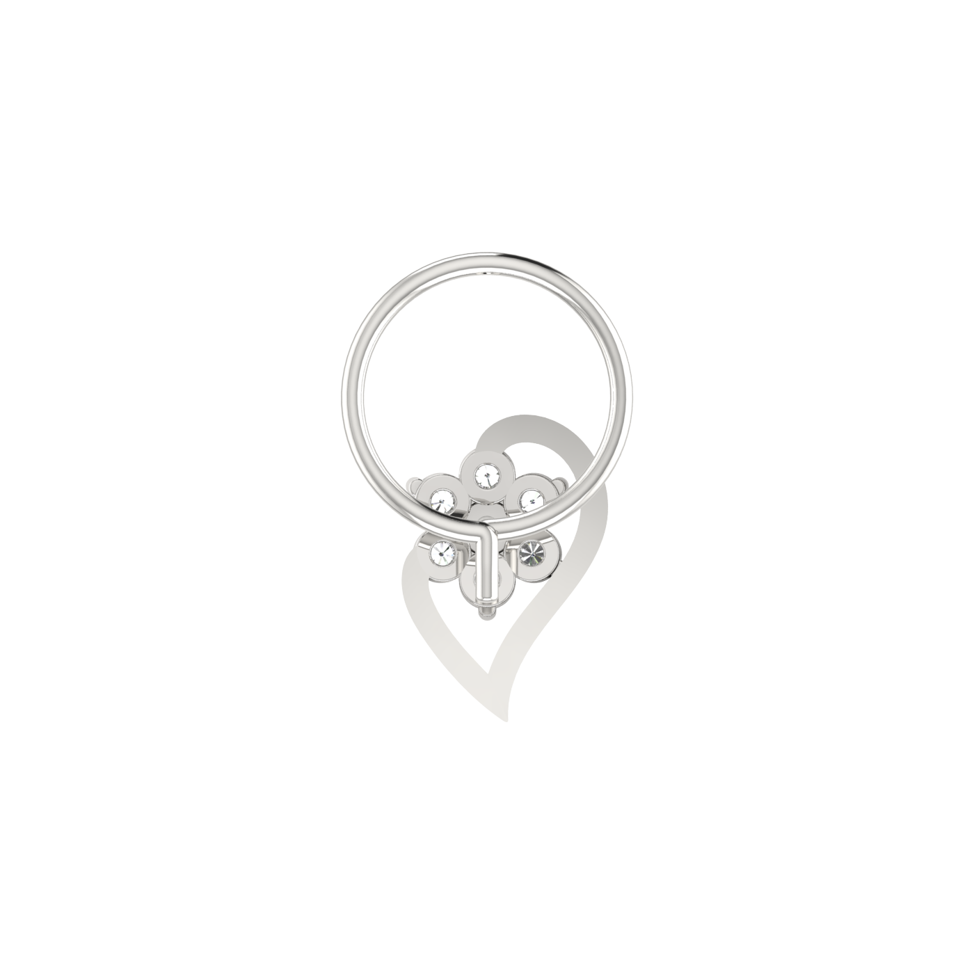 Floral Heart 0.09 Ct Lab Grown Diamond Nose Pin