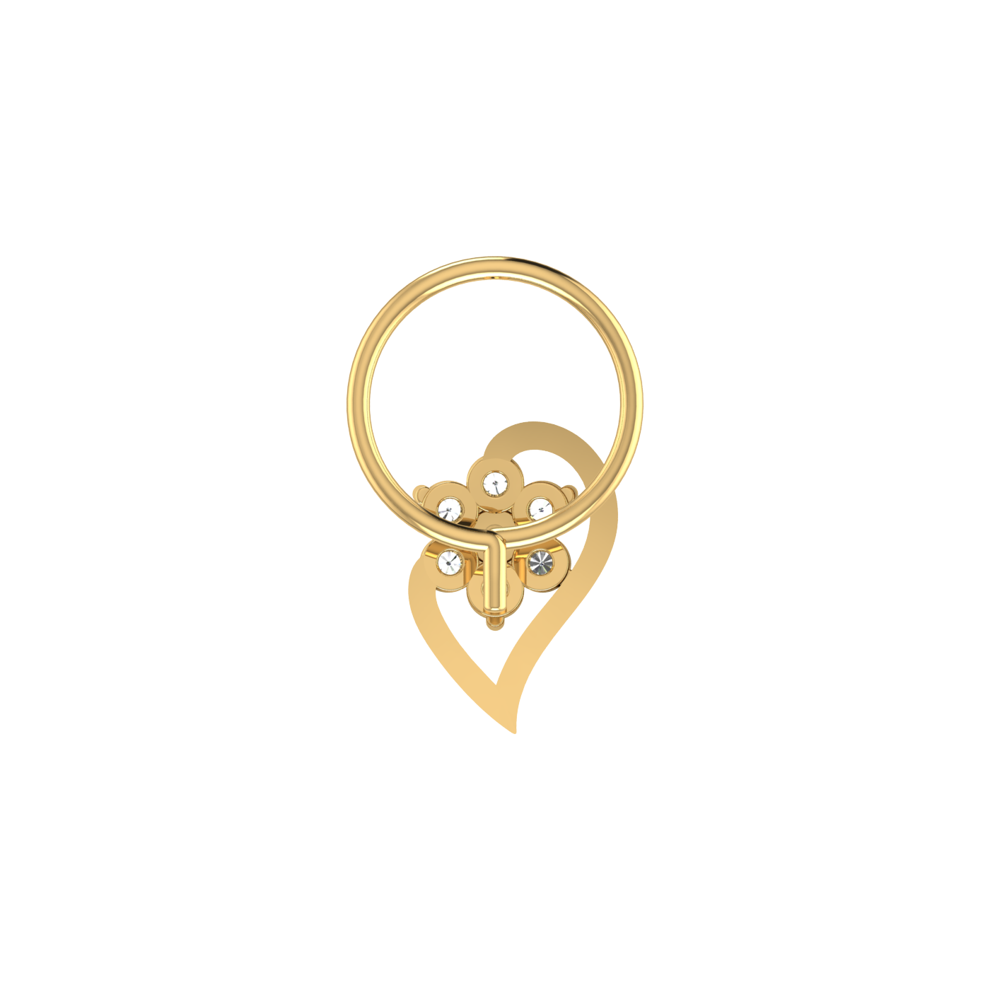 Floral Heart 0.09 Ct Lab Grown Diamond Nose Pin