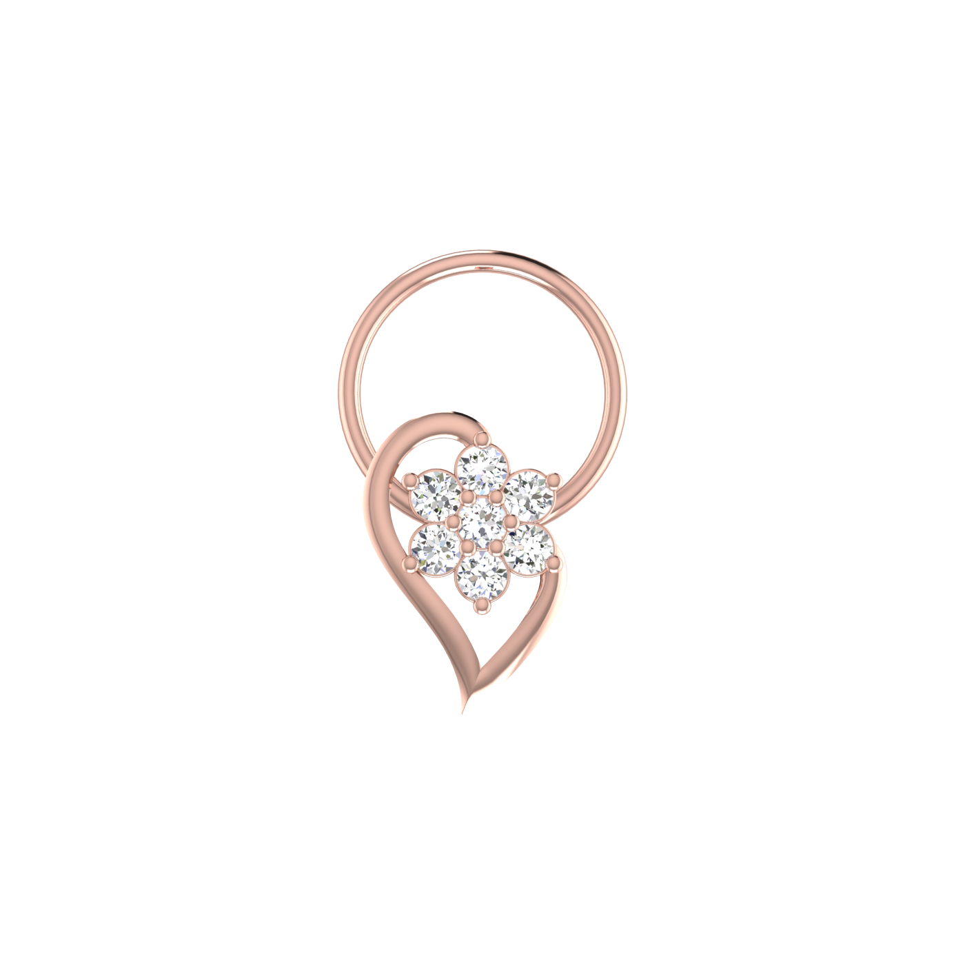 Floral Heart 0.09 Ct Lab Grown Diamond Nose Pin