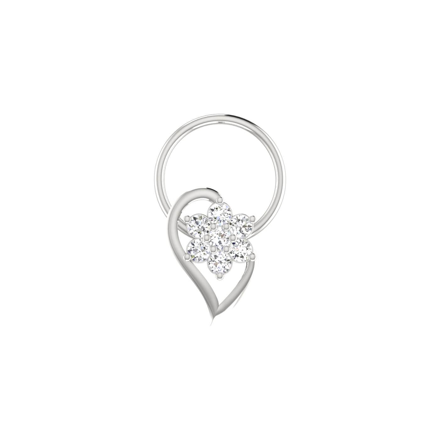 Floral Heart 0.09 Ct Lab Grown Diamond Nose Pin
