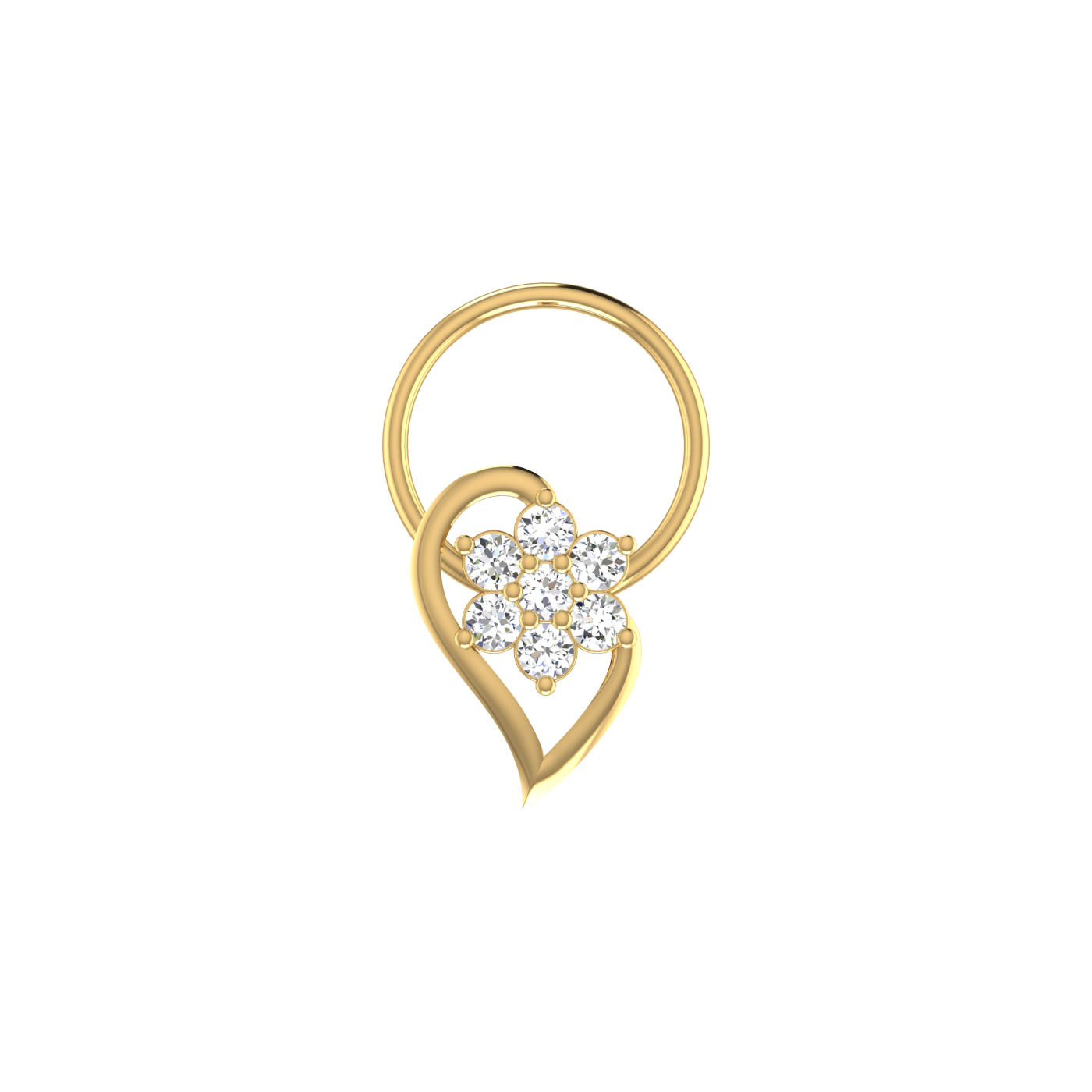 Floral Heart 0.09 Ct Lab Grown Diamond Nose Pin