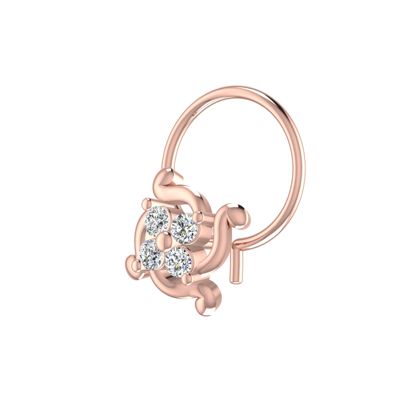 Regal Bloom Design 0.08ct Lab Grown Diamond Nose Pin