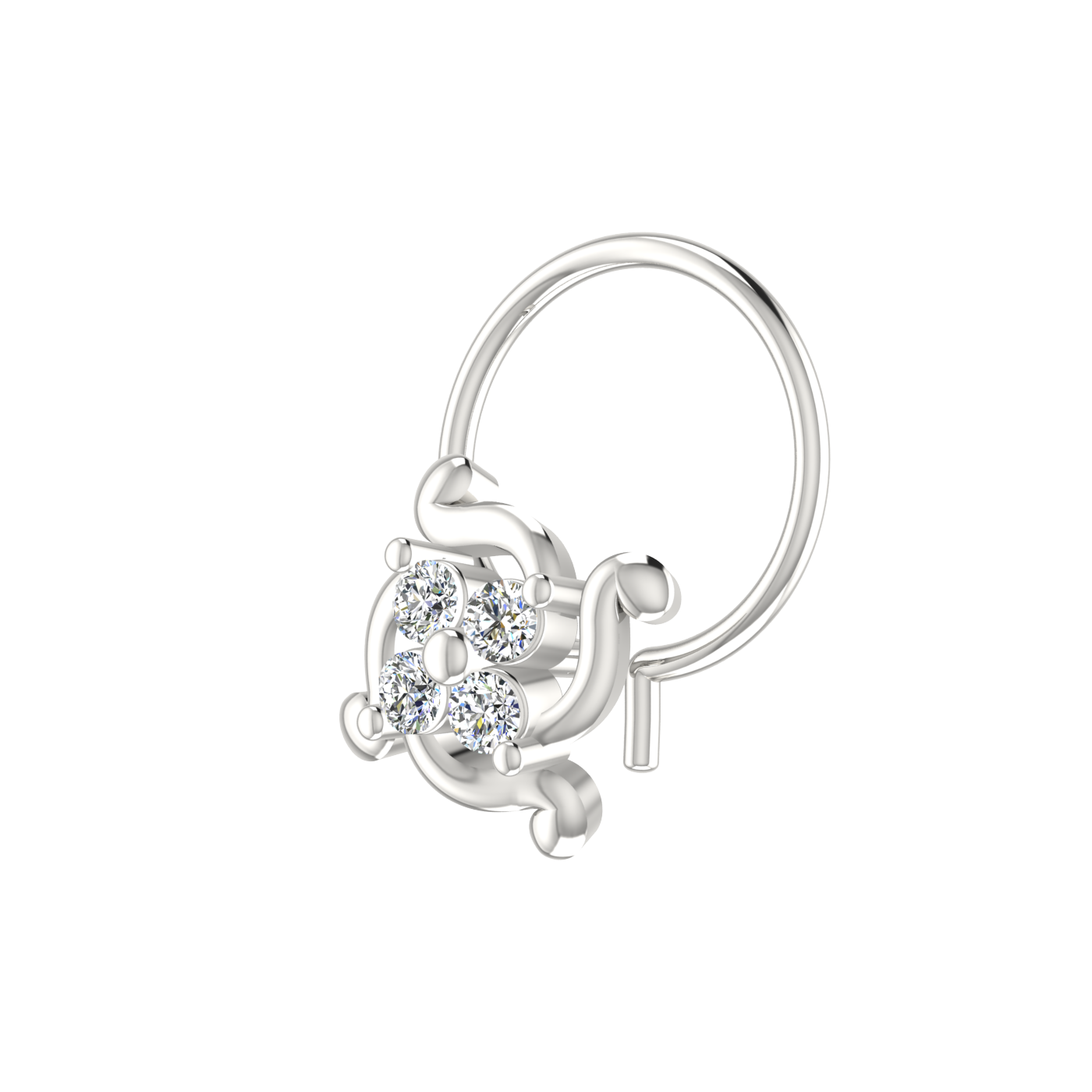 Regal Bloom Design 0.08ct Lab Grown Diamond Nose Pin