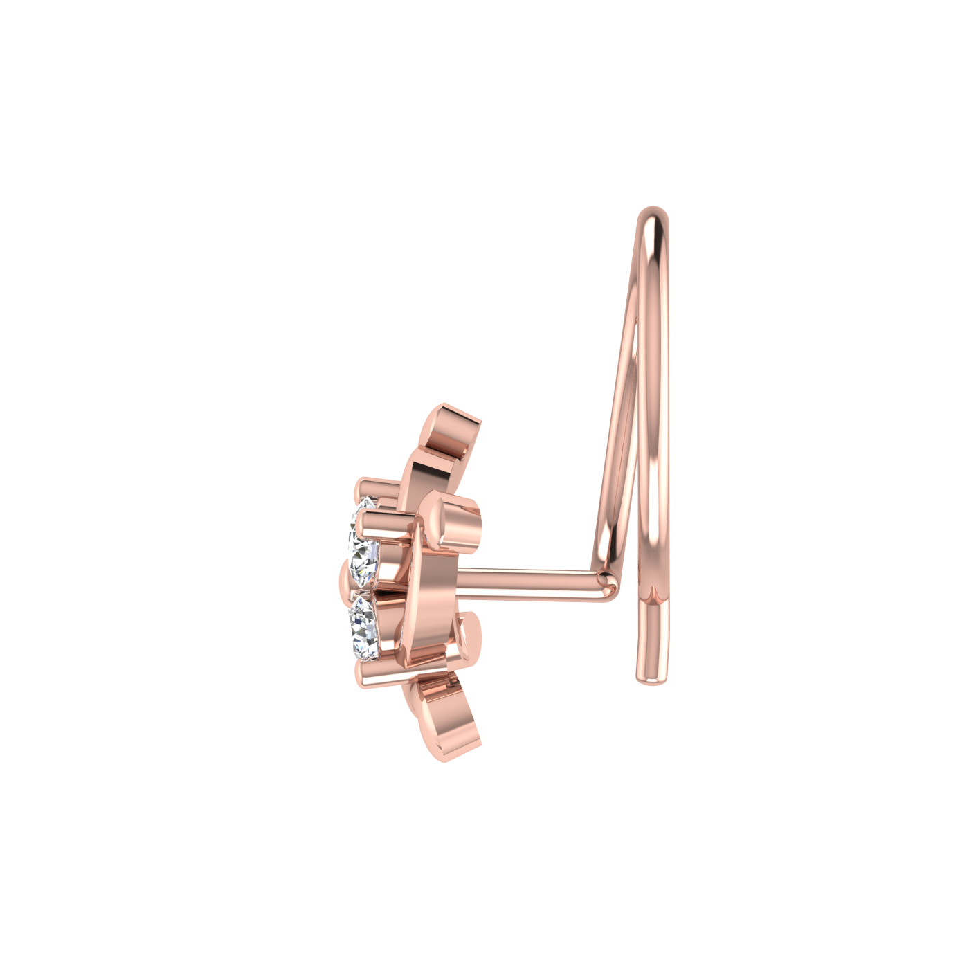 Regal Bloom Design 0.08ct Lab Grown Diamond Nose Pin