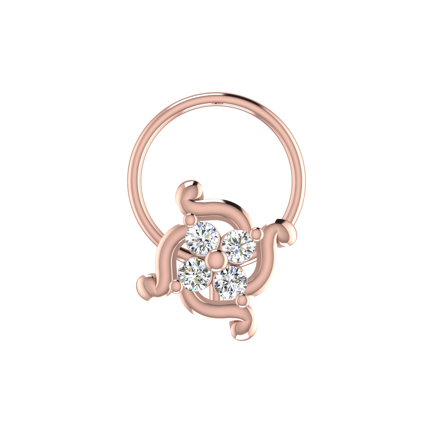 Regal Bloom Design 0.08ct Lab Grown Diamond Nose Pin