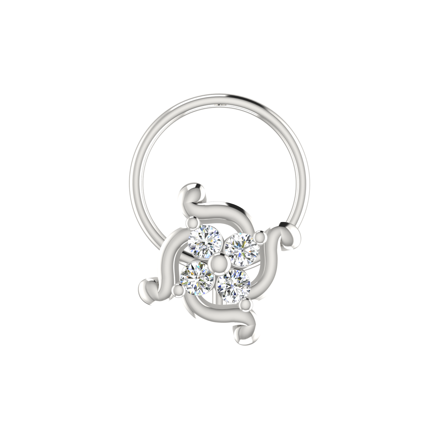 Regal Bloom Design 0.08ct Lab Grown Diamond Nose Pin