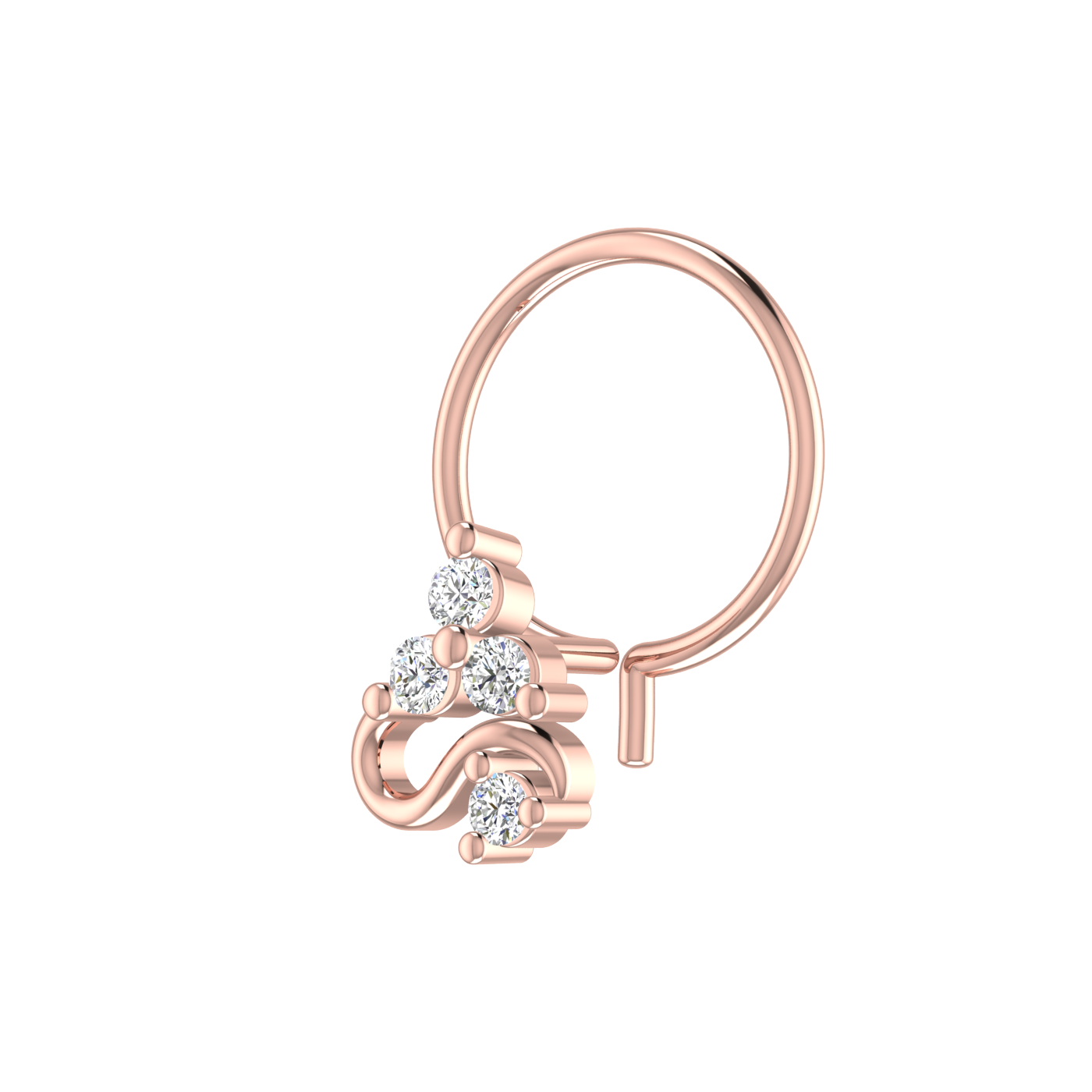 Swaying Spark Design 0.069ct Natural Diamond Nose Pin