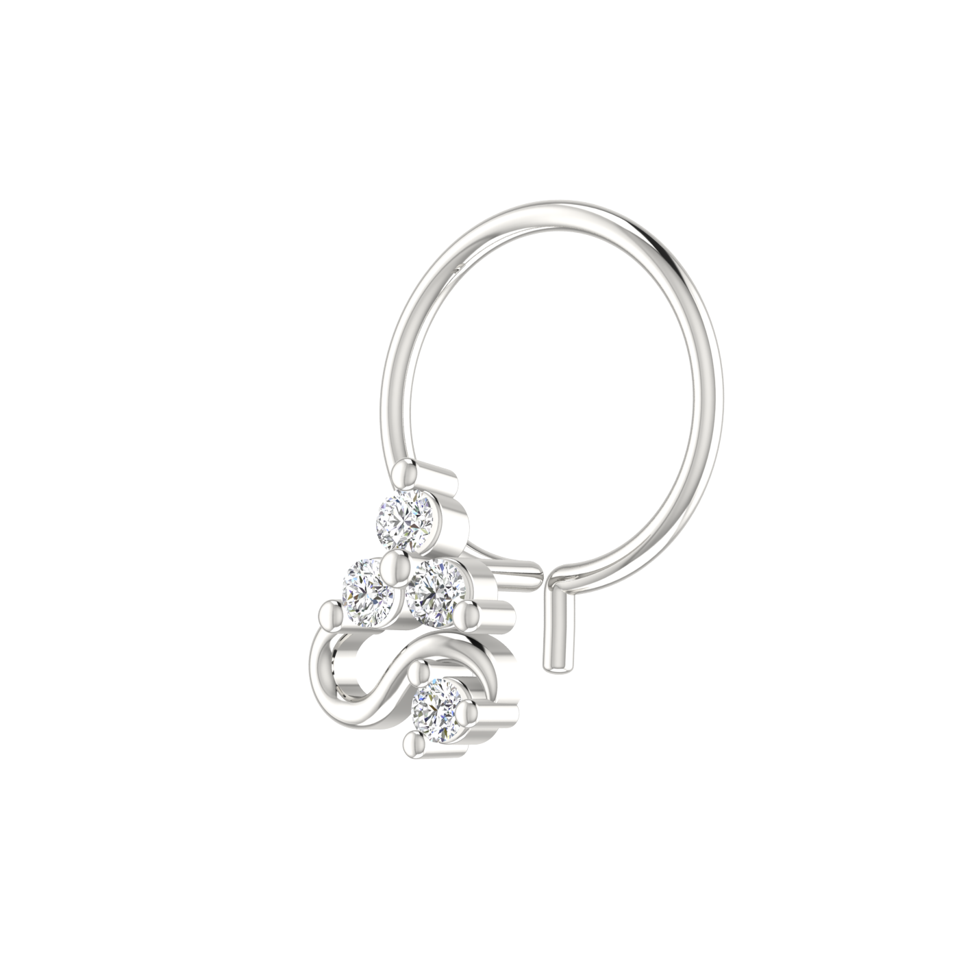 Swaying Spark Design 0.069ct Natural Diamond Nose Pin