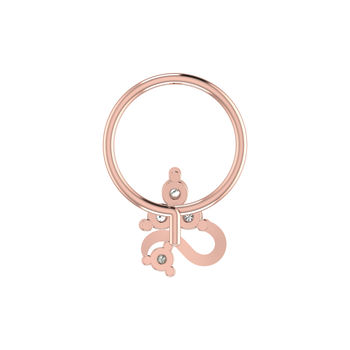 Swaying Spark Design 0.069ct Natural Diamond Nose Pin