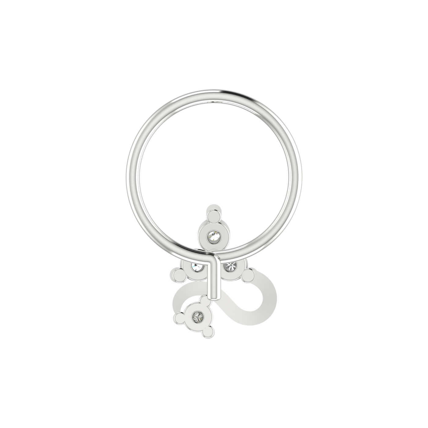 Swaying Spark Design 0.069ct Natural Diamond Nose Pin