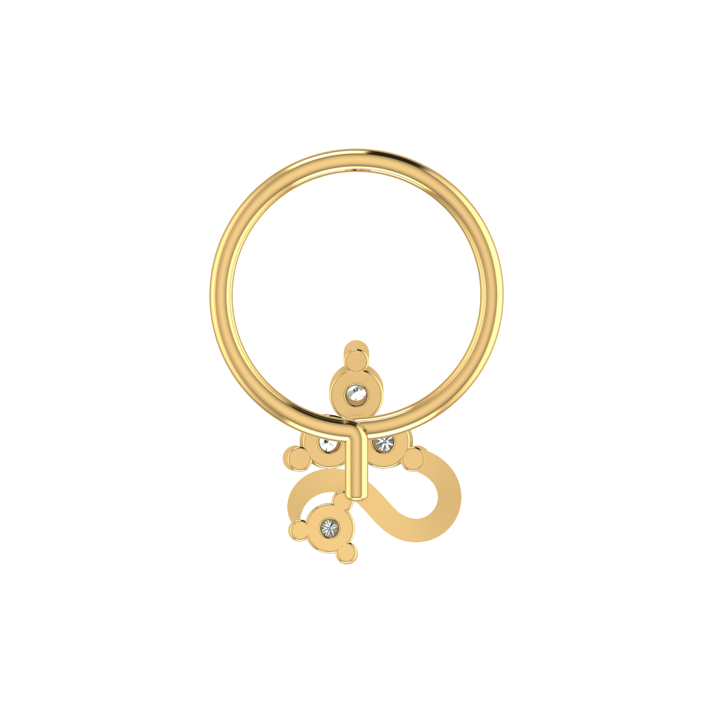 Swaying Spark Design 0.069ct Natural Diamond Nose Pin
