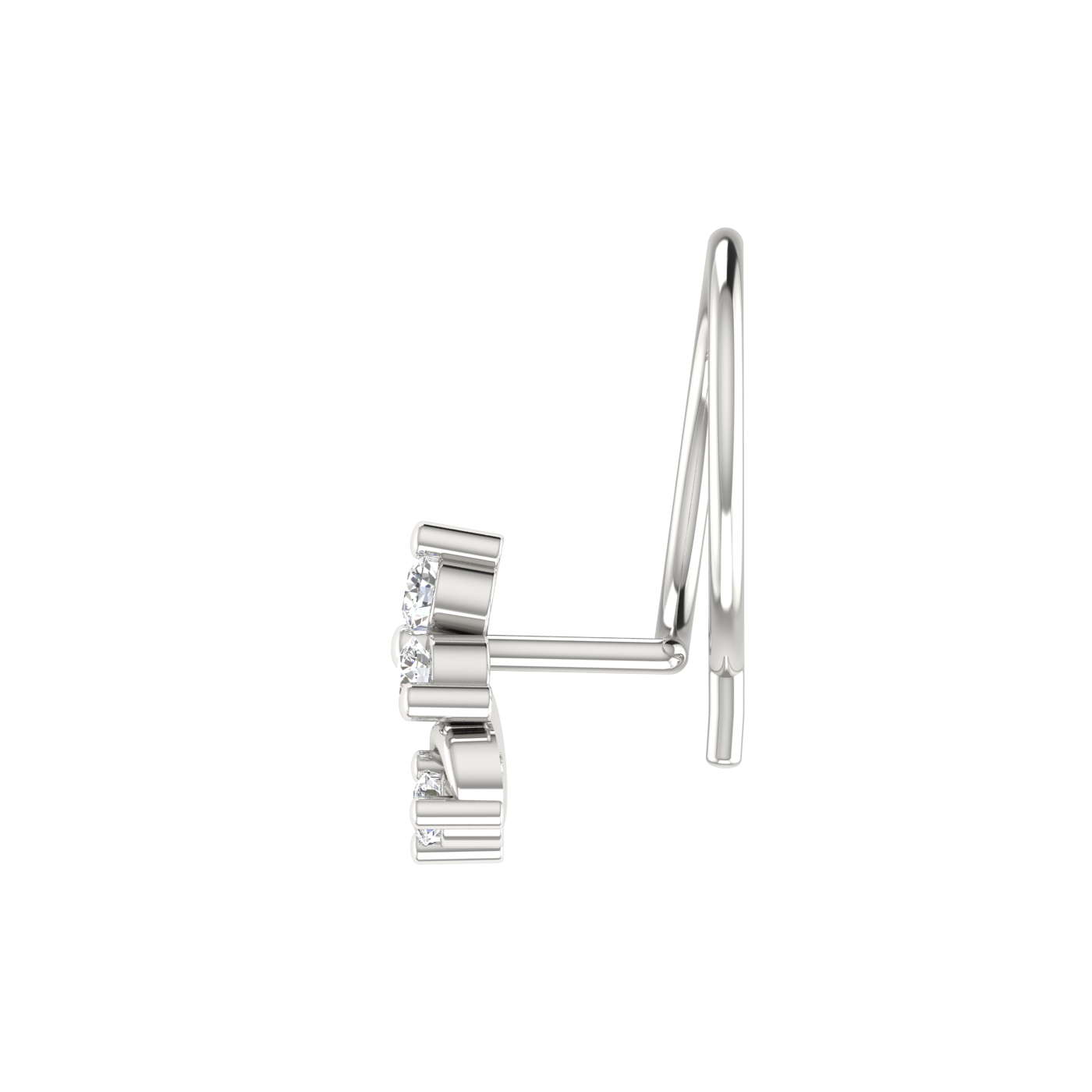 Swaying Spark Design 0.069ct Natural Diamond Nose Pin