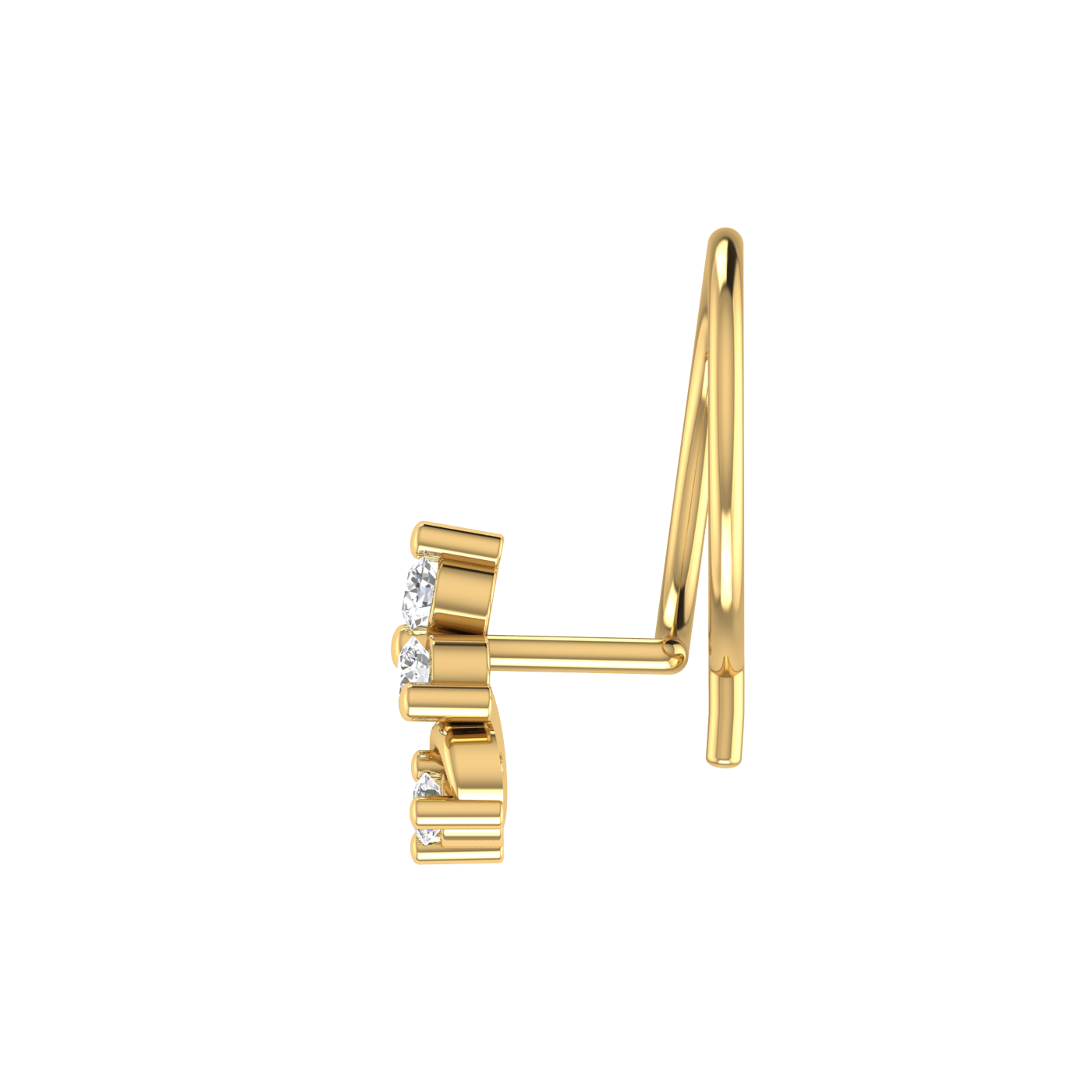 Swaying Spark Design 0.069ct Natural Diamond Nose Pin