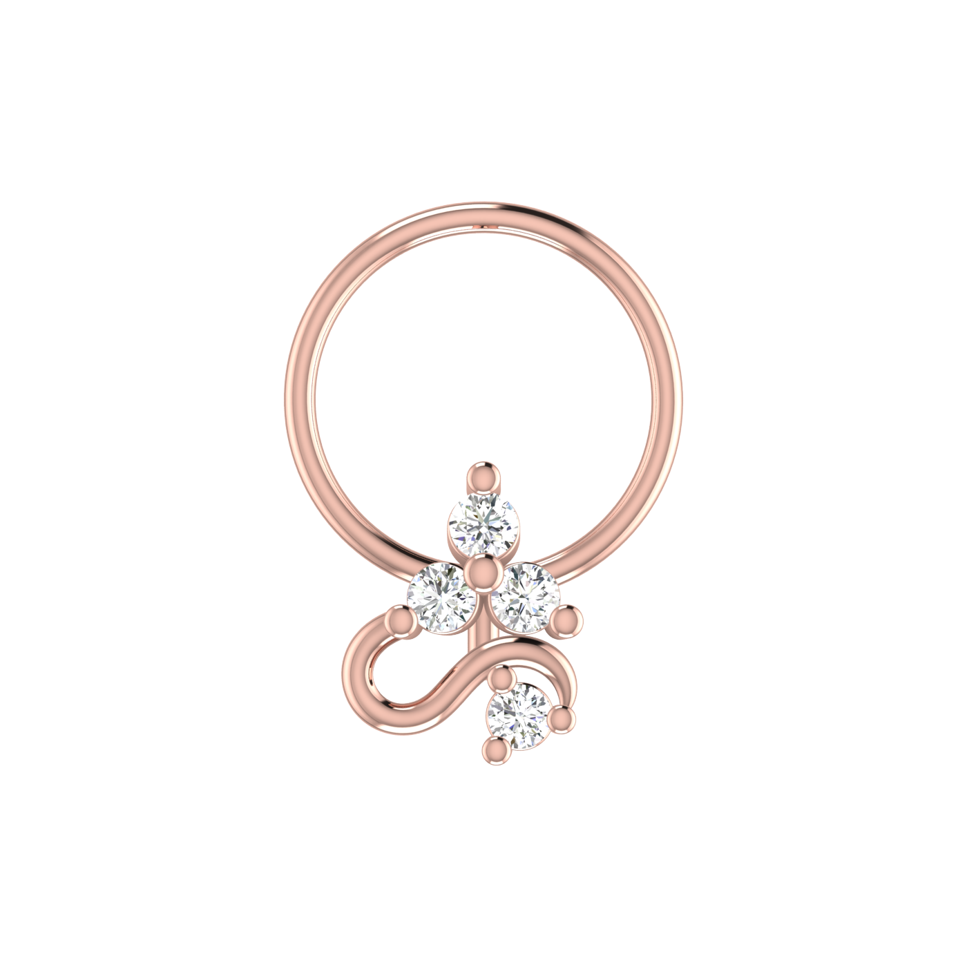 Swaying Spark Design 0.069ct Natural Diamond Nose Pin