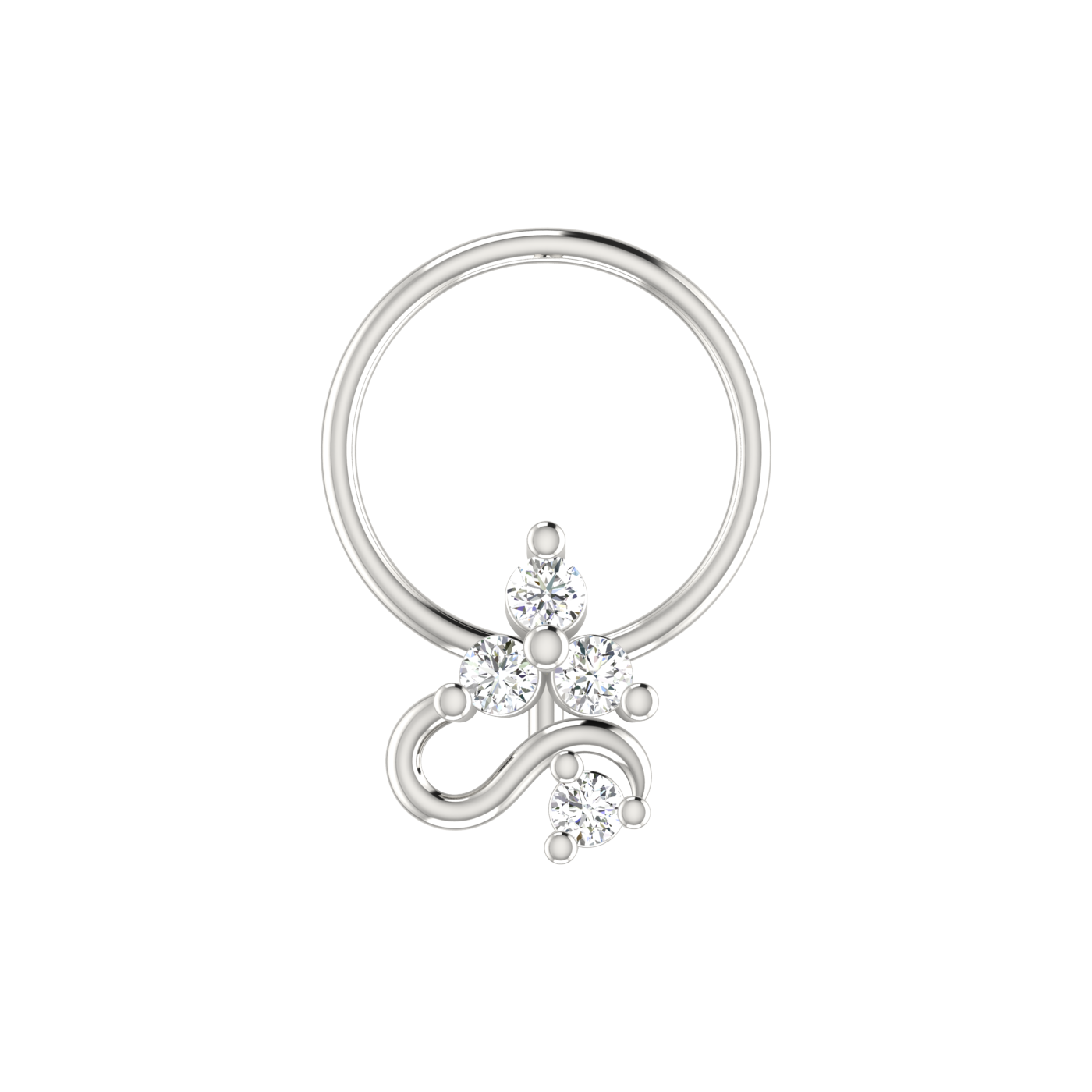 Swaying Spark Design 0.069ct Natural Diamond Nose Pin