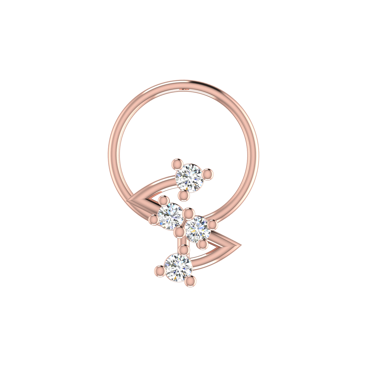 Twinkling Cascade Spark Design 0.07ct Lab Grown Diamond Nose Pin