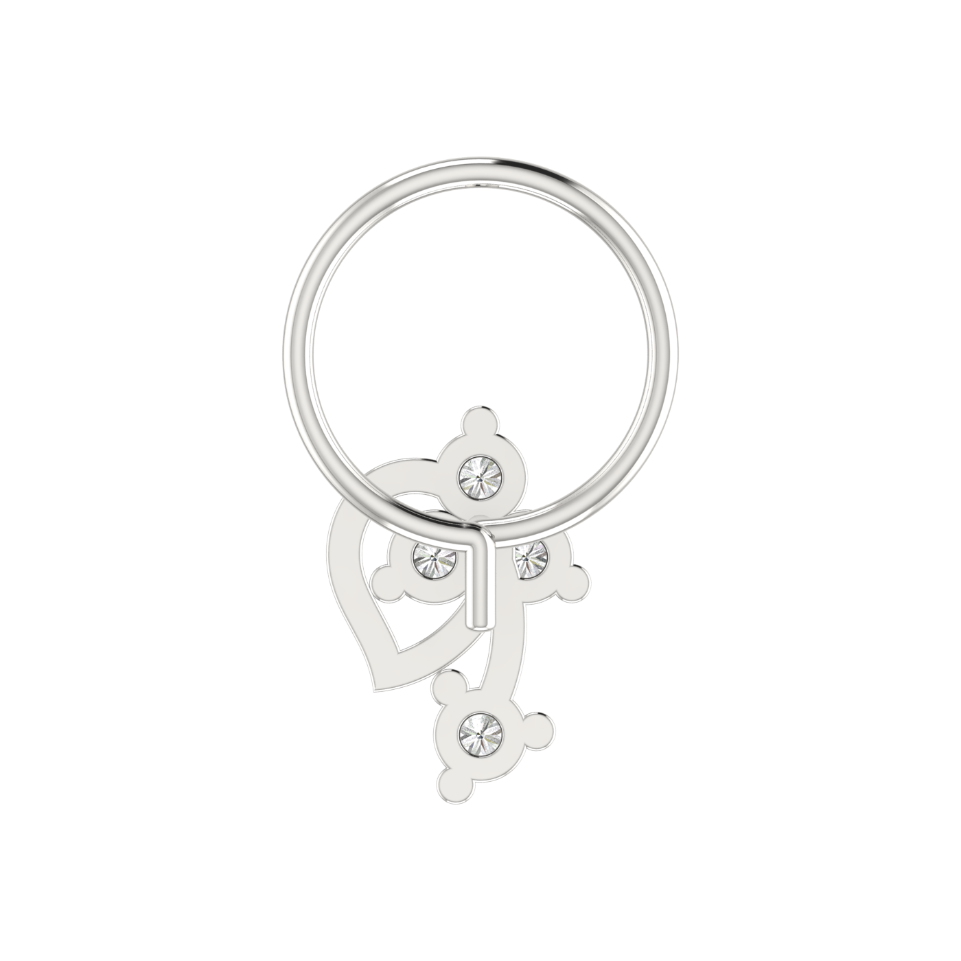 14K Gold Floral Vine Design 0.08ct Lab Grown Diamond Nose Pin