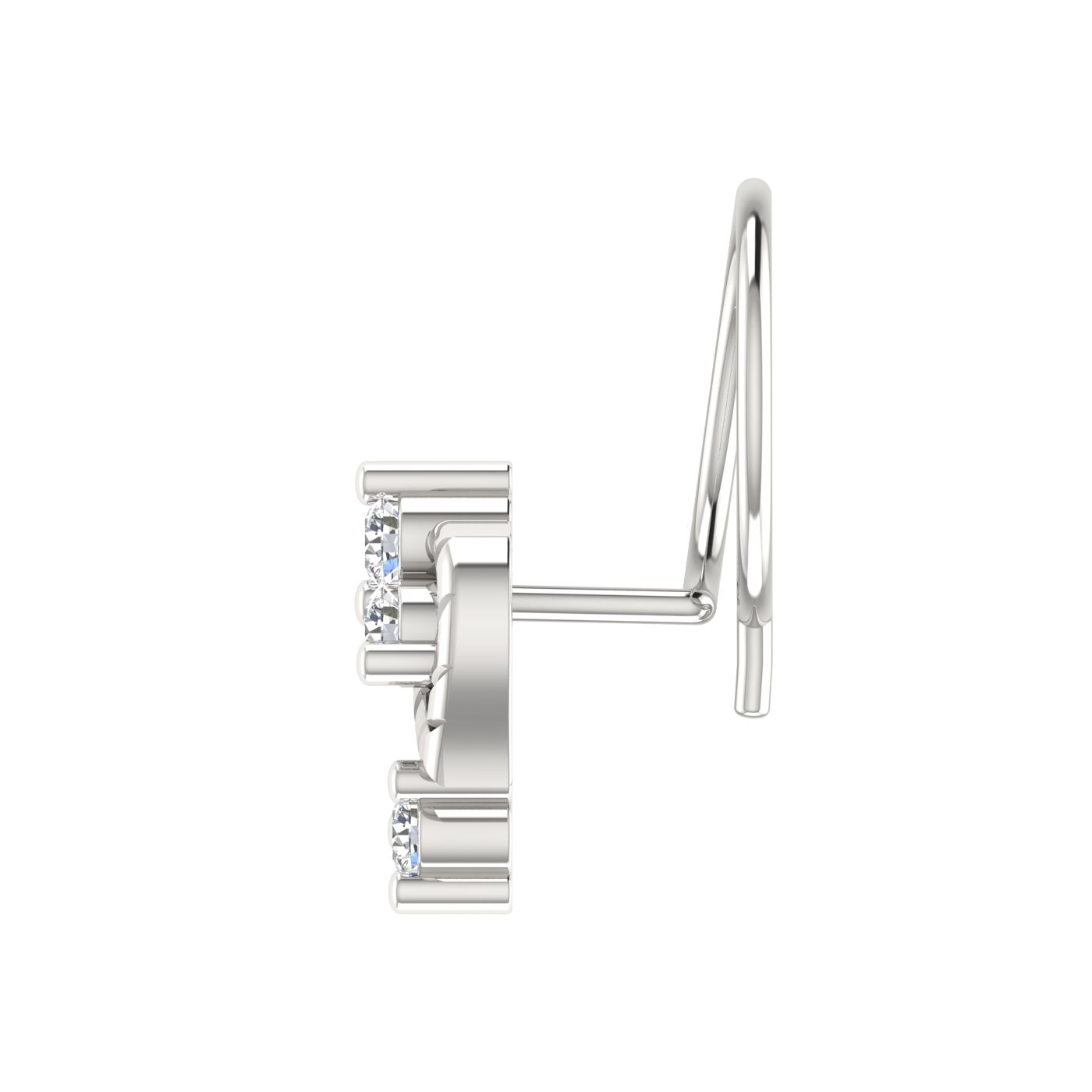 14K Gold Floral Vine Design 0.08ct Lab Grown Diamond Nose Pin