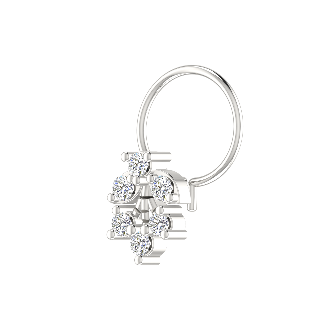 14K Gold Blossom Cascade Design 0.12ct Lab Grown Diamond Nose Pin