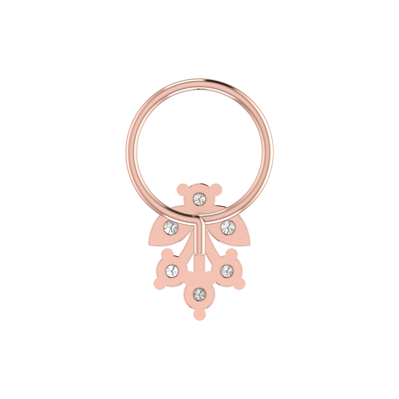 14K Gold Blossom Cascade Design 0.12ct Lab Grown Diamond Nose Pin