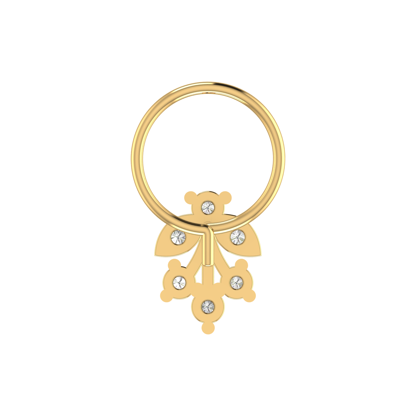 14K Gold Blossom Cascade Design 0.12ct Lab Grown Diamond Nose Pin