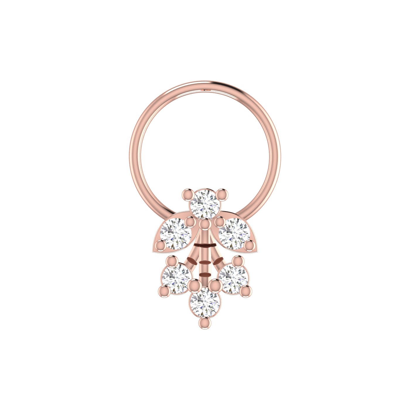 14K Gold Blossom Cascade Design 0.12ct Lab Grown Diamond Nose Pin
