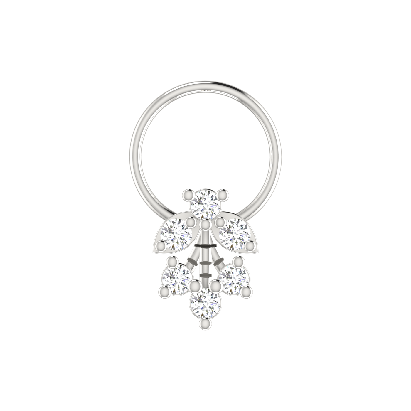 14K Gold Blossom Cascade Design 0.12ct Lab Grown Diamond Nose Pin