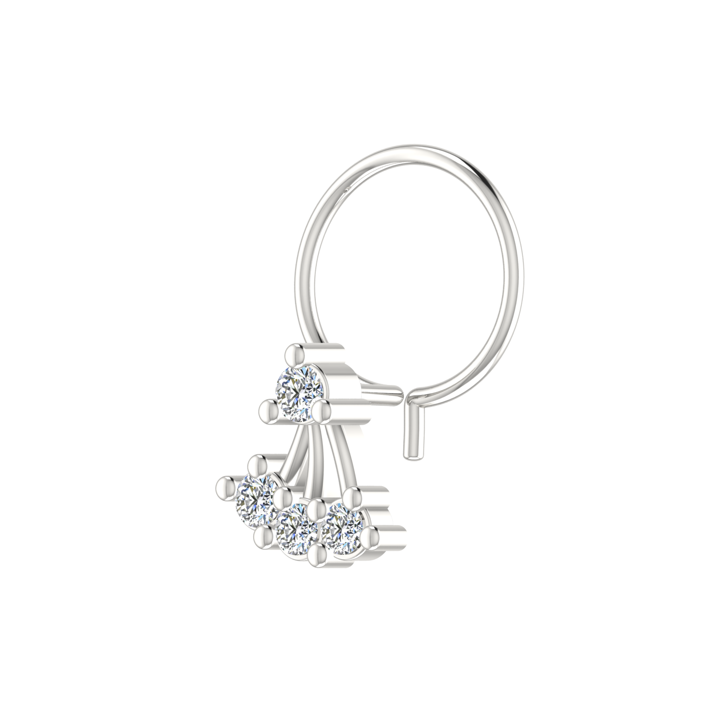 14K Gold Multi-Strand Diamond Cascade Design 0.08ct Lab Grown Nose Pin