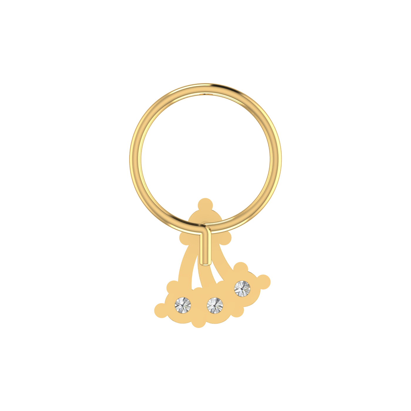 14K Gold Multi-Strand Diamond Cascade Design 0.08ct Lab Grown Nose Pin