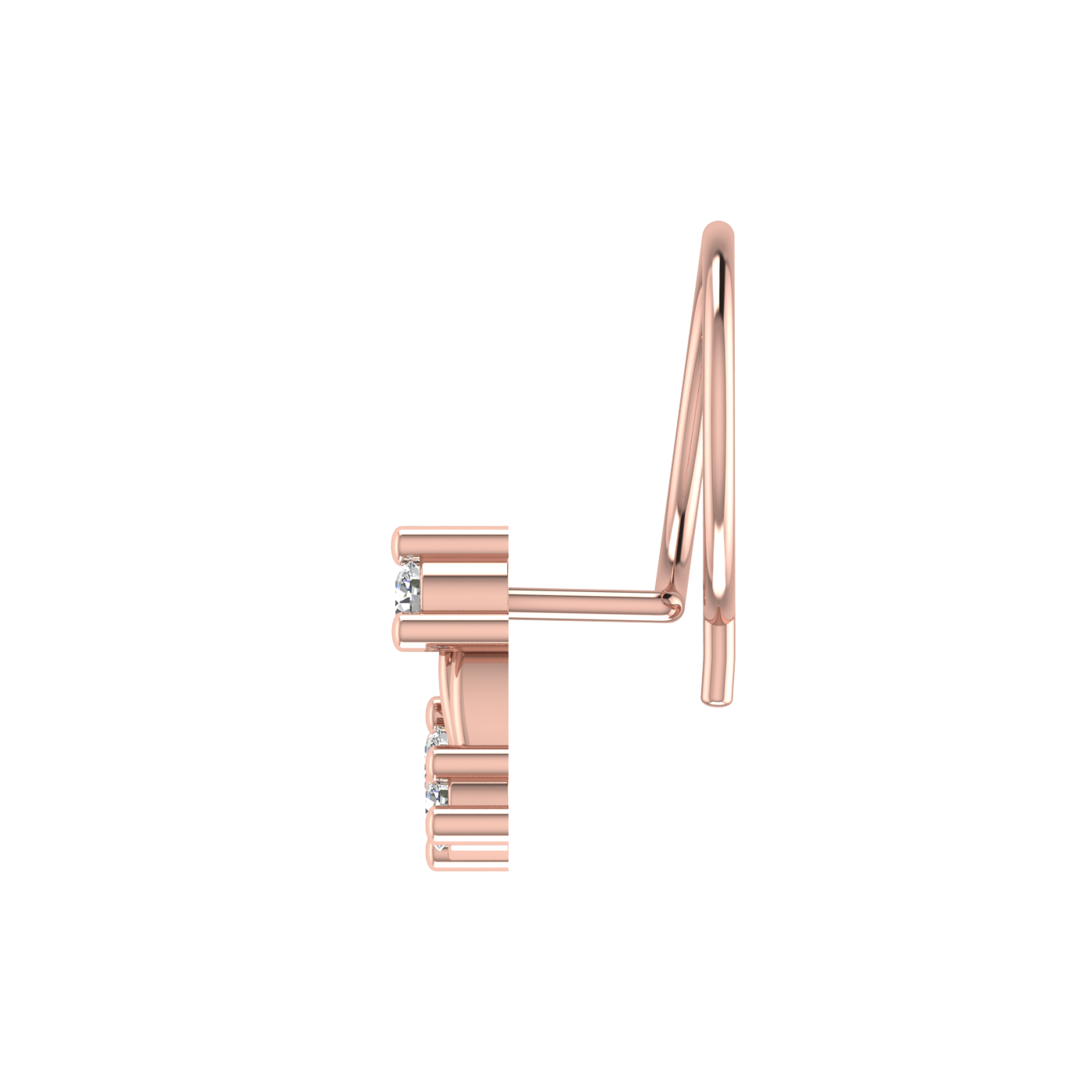14K Gold Multi-Strand Diamond Cascade Design 0.08ct Lab Grown Nose Pin