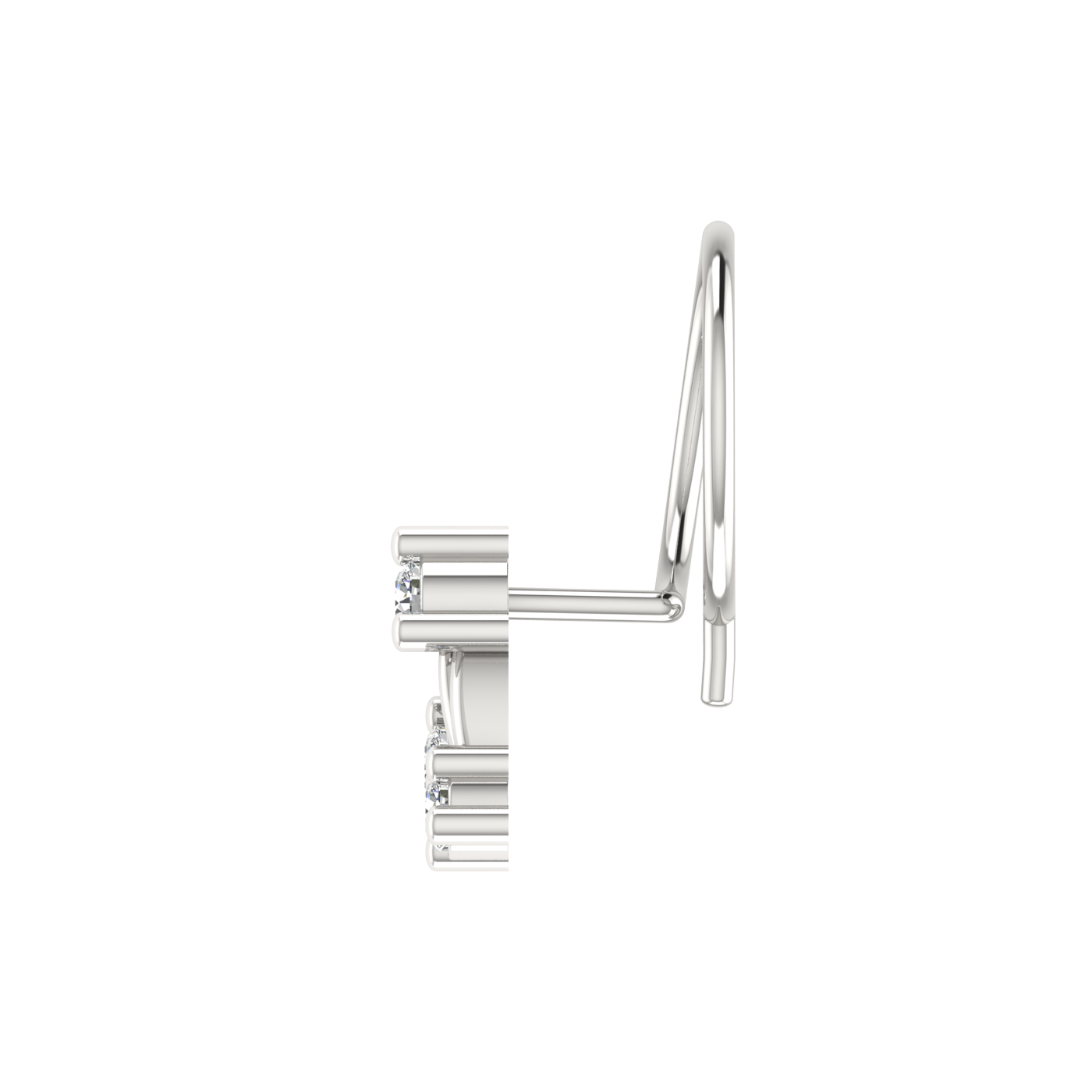14K Gold Multi-Strand Diamond Cascade Design 0.08ct Lab Grown Nose Pin
