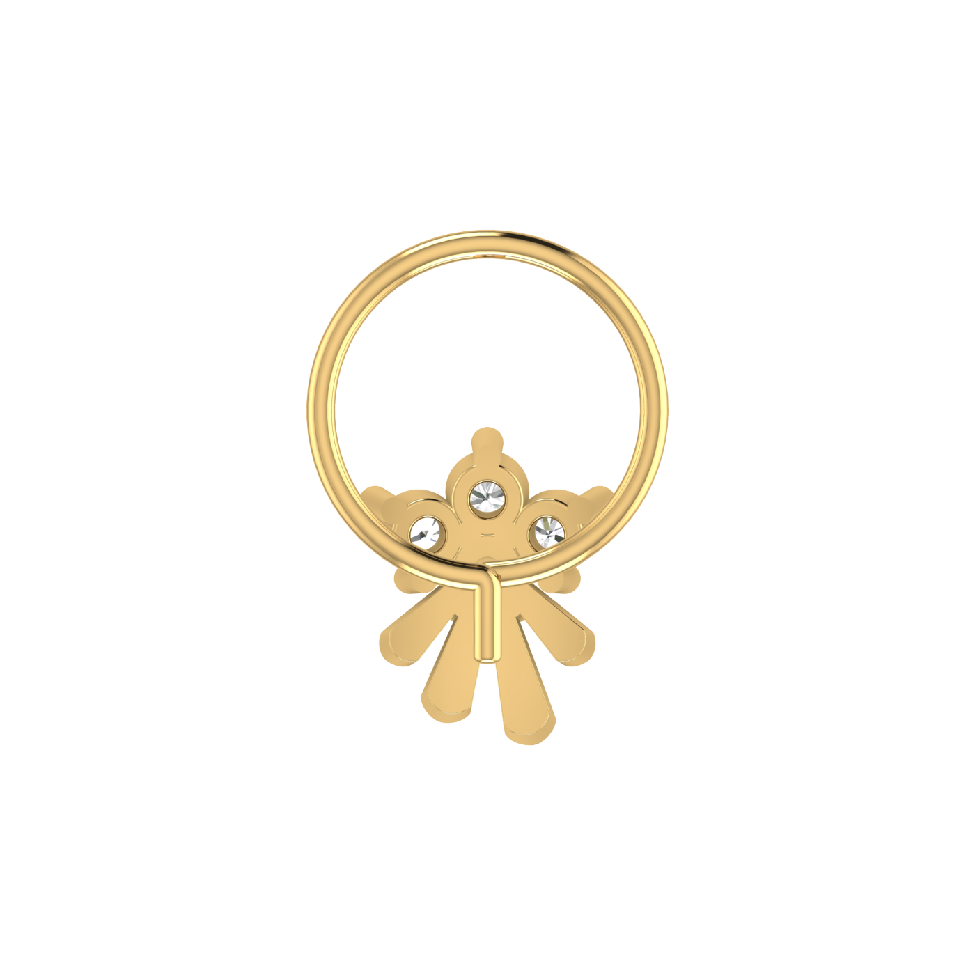14K Gold Cluster with Gold Dangling Beads 0.09ct Lab Grown Diamond Nose Pin