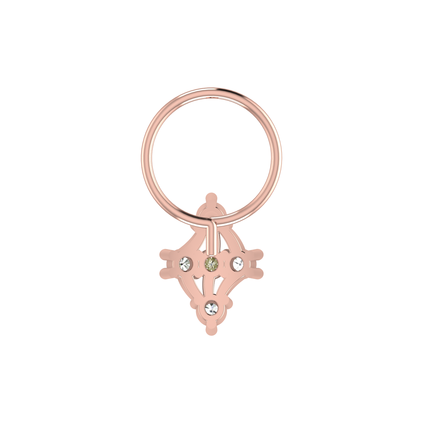 14K Gold Rhombus Diamond Cluster Design  0.1ct Lab Grown Diamond Nose Pin