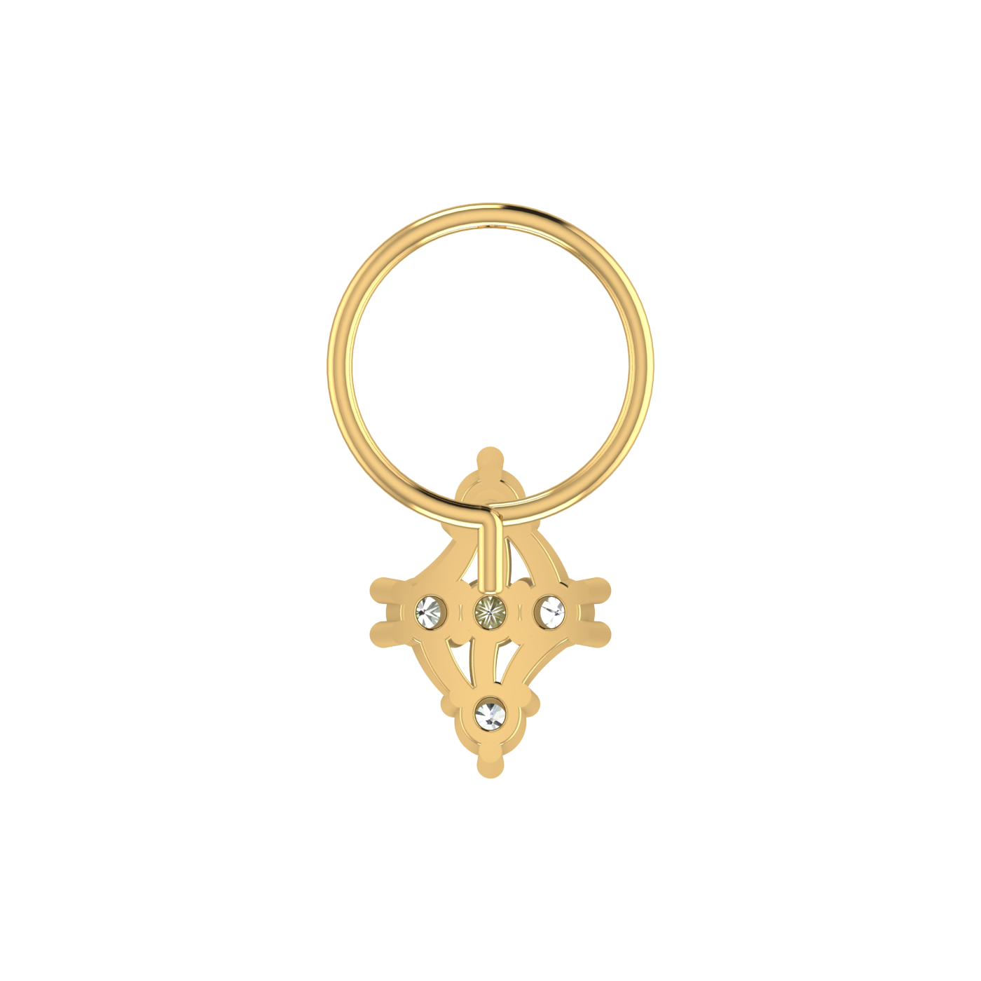 14K Gold Rhombus Diamond Cluster Design  0.1ct Lab Grown Diamond Nose Pin