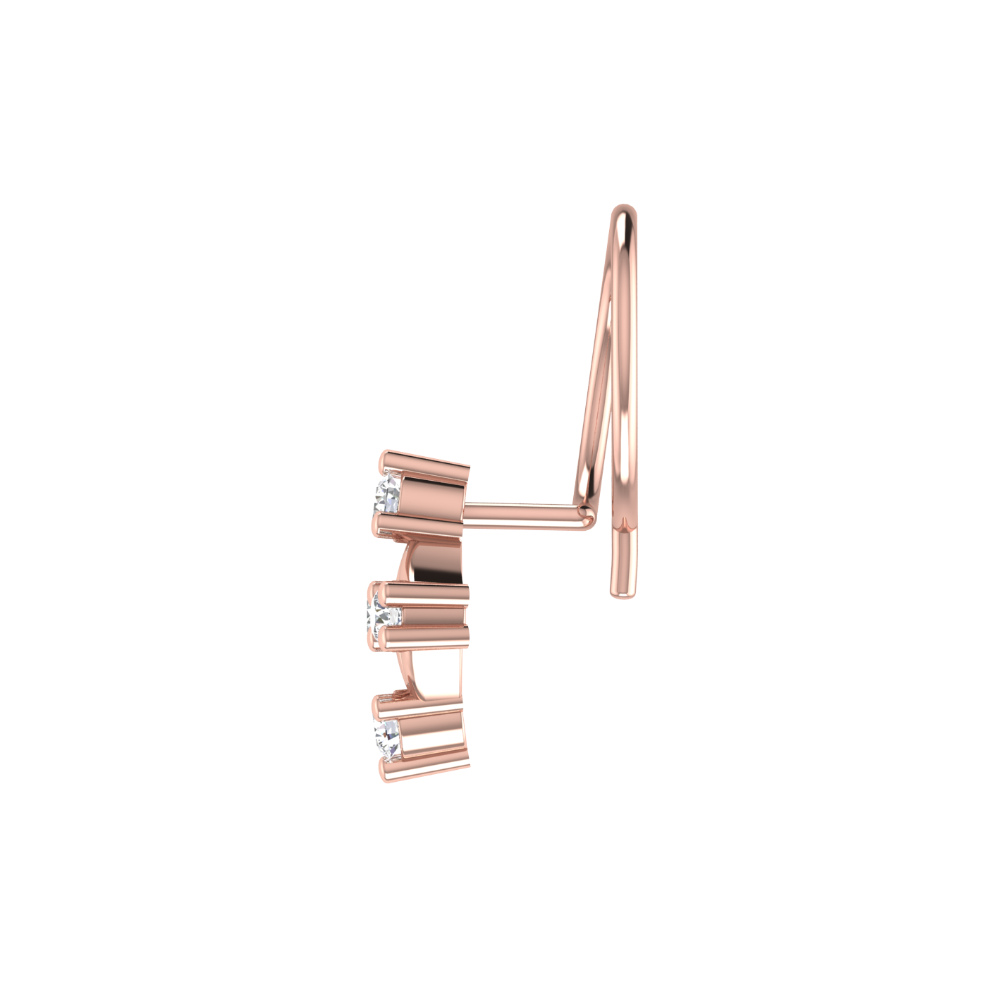 14K Gold Rhombus Diamond Cluster Design  0.1ct Lab Grown Diamond Nose Pin