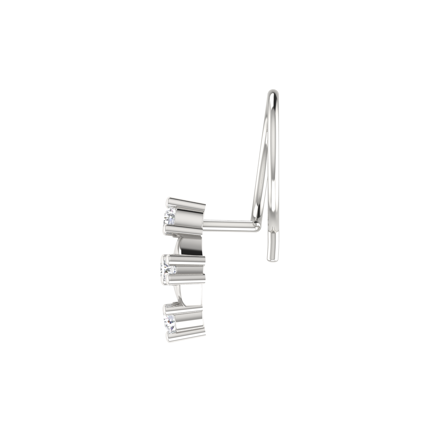 14K Gold Rhombus Diamond Cluster Design  0.1ct Lab Grown Diamond Nose Pin