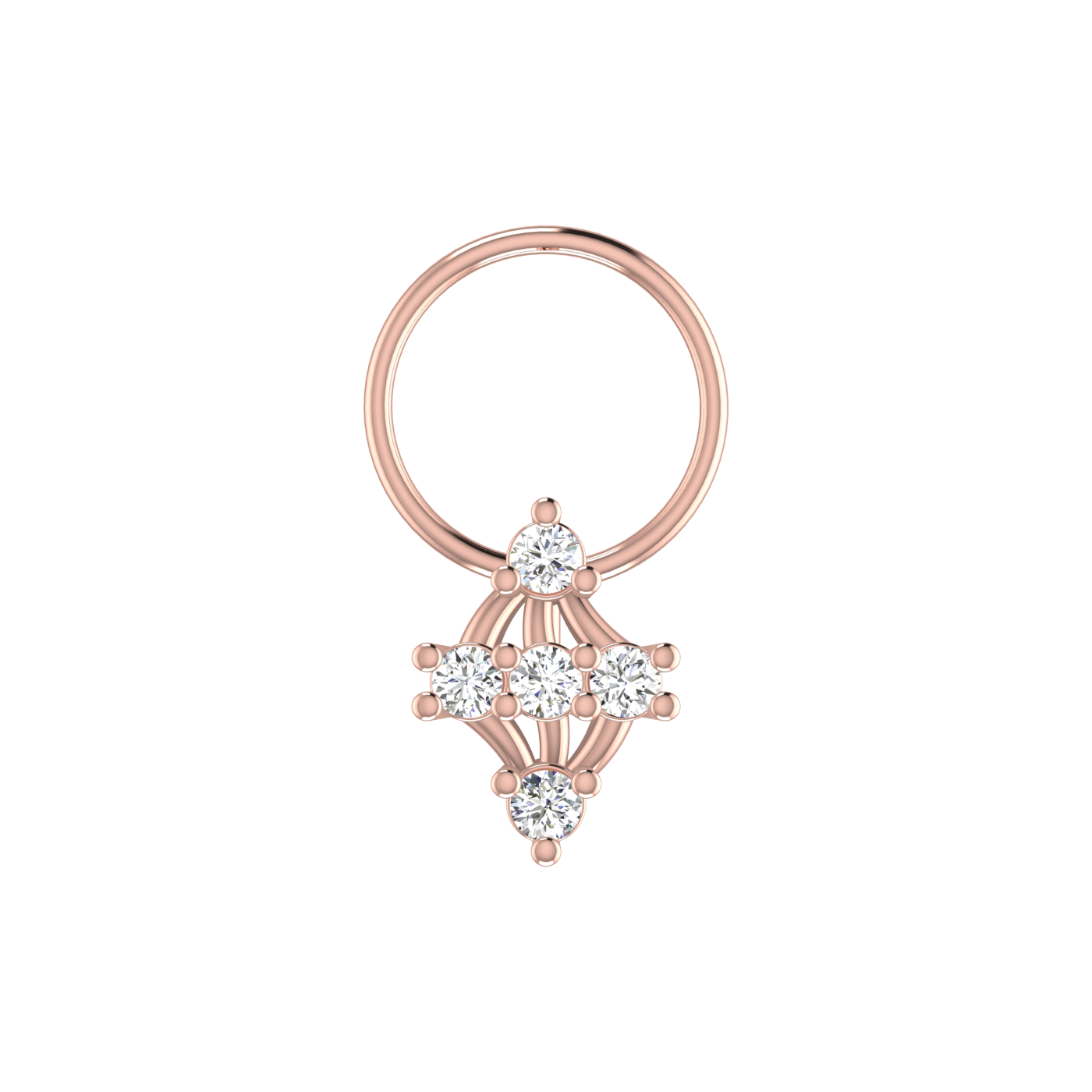 14K Gold Rhombus Diamond Cluster Design  0.1ct Lab Grown Diamond Nose Pin