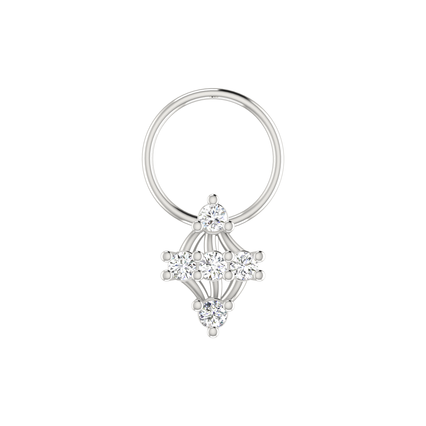 14K Gold Rhombus Diamond Cluster Design  0.1ct Lab Grown Diamond Nose Pin