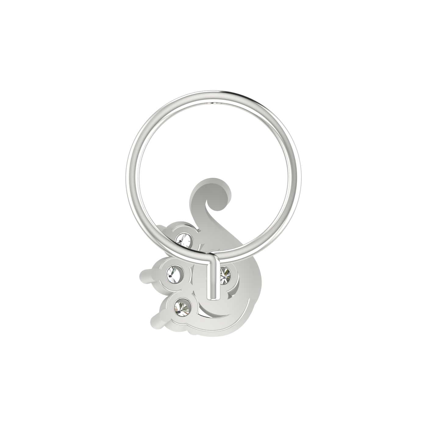 14K Gold Paisley-Inspired Gold Design 0.08ct Lab Grown Diamond Nose Pin