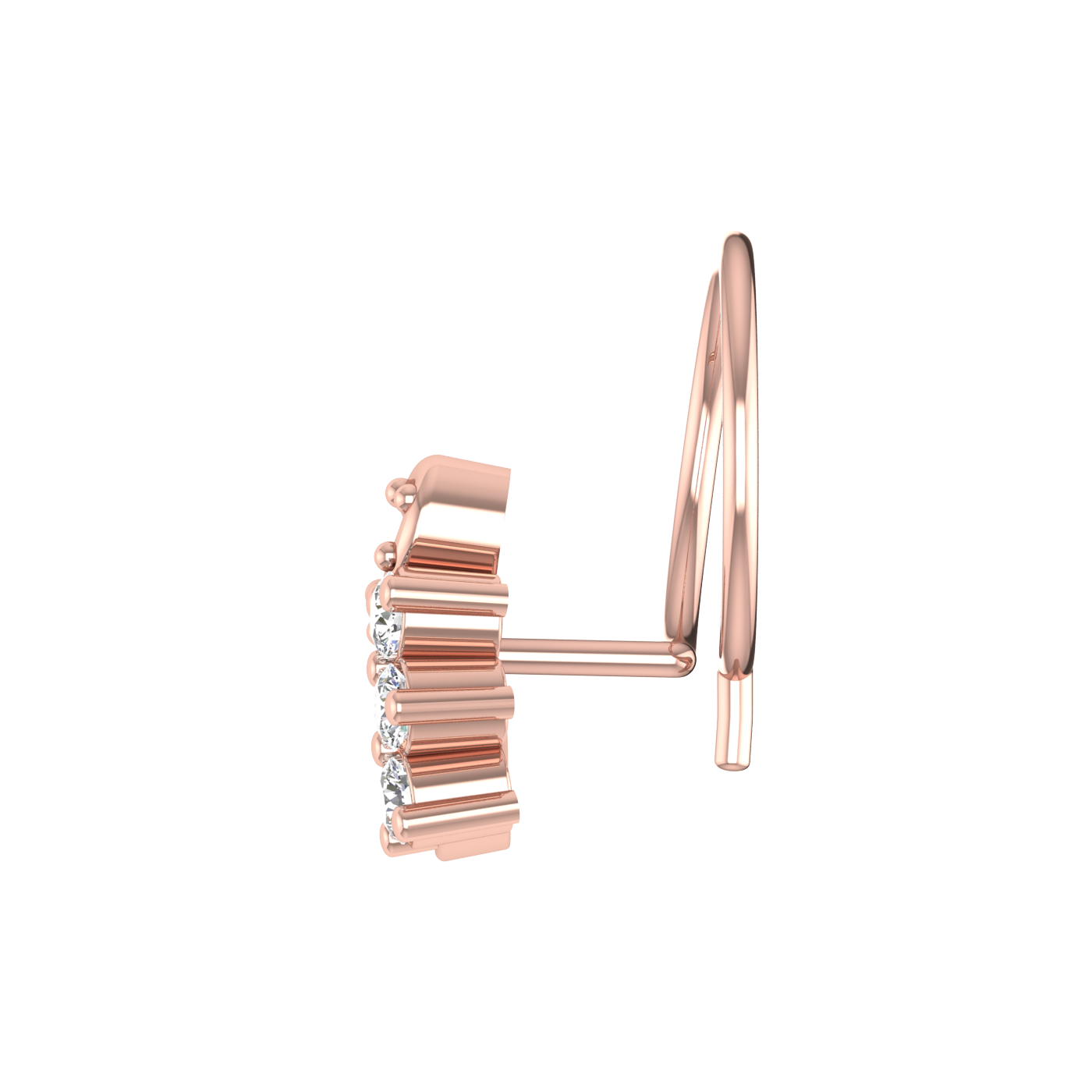 14K Gold Paisley-Inspired Gold Design 0.08ct Lab Grown Diamond Nose Pin