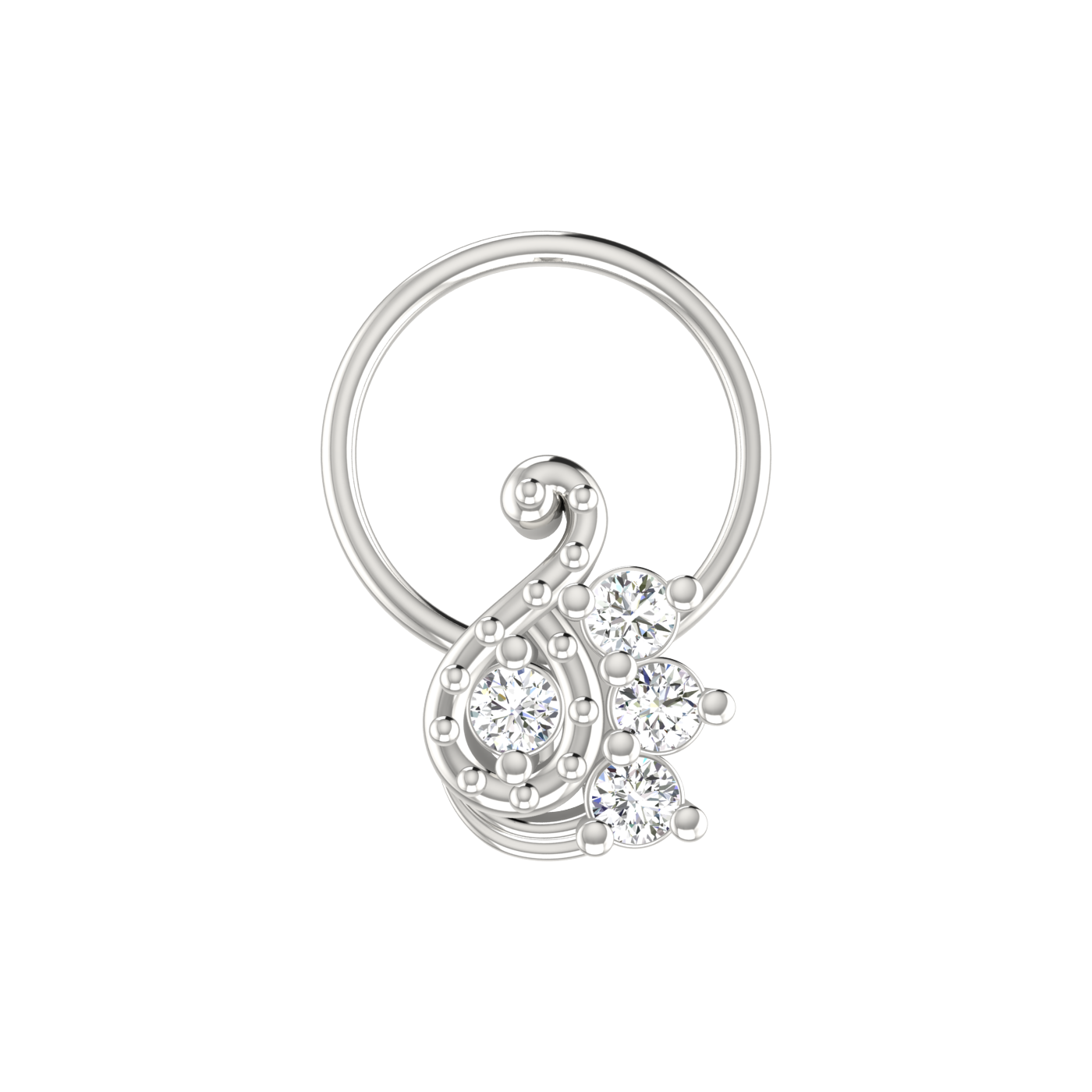 14K Gold Paisley-Inspired Gold Design 0.08ct Lab Grown Diamond Nose Pin