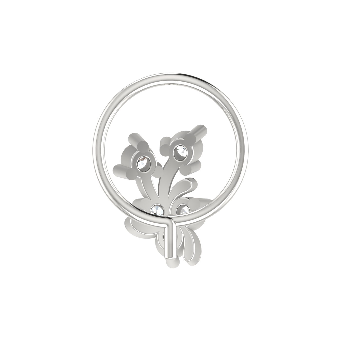 14K Gold Floral Cluster Design 0.1ct Lab Grown Diamond Nose Pin