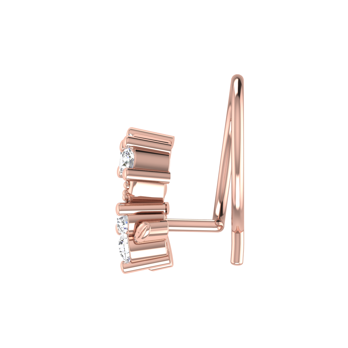 14K Gold Floral Cluster Design 0.1ct Lab Grown Diamond Nose Pin