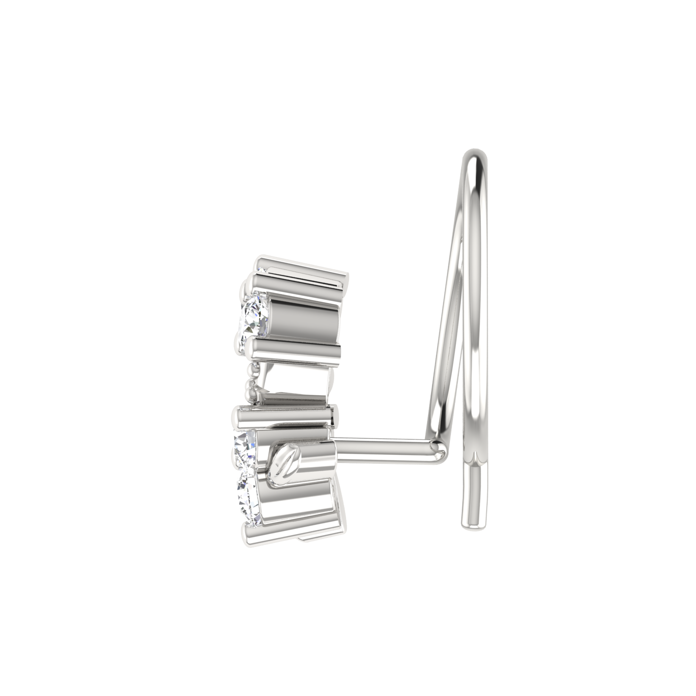 14K Gold Floral Cluster Design 0.1ct Lab Grown Diamond Nose Pin